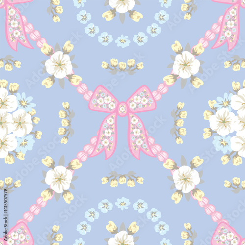 Pattern seamless of trellis ribbons. for print, artwork and use for element your design. Artwork drawn from painted software. You can Edit from eps file