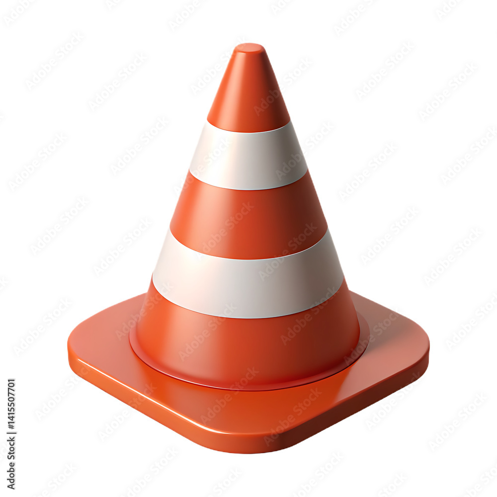 Three Dimensional Render of an Orange and White Traffic Cone Three Dimensional Render of an Orange and White Traffic Cone