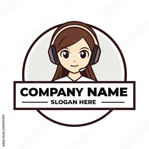 Cartoon customer service representative logo