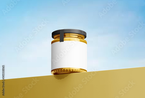 Honey jar mockup with blank label 3d render