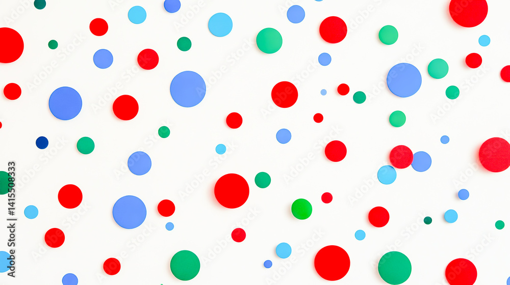 Red, green, and blue dots of various sizes scattered on a white background. Red, green, and blue dots of various sizes scattered on a white background.
