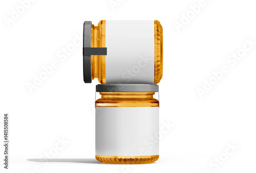 Honey jar mockup with blank label 3d render