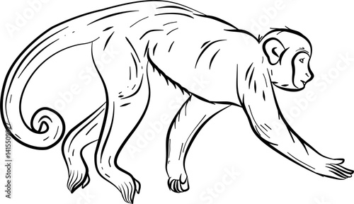 Capuchin hand drawn vector