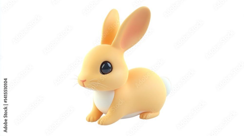 Fototapeta premium rabbit 3d rendering isolated on white background. Cartoon plastic style icon 