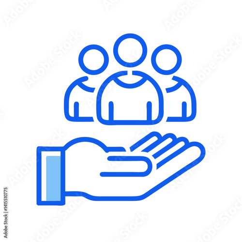 Team Support Holding hand icon. managed services, collaboration group vector illustration