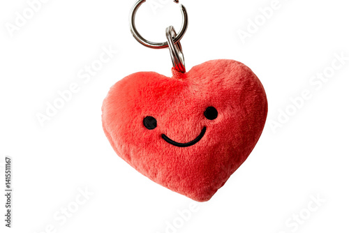 Cute red heart keychain with a smiling face, perfect for adding a cheerful touch to your accessories.