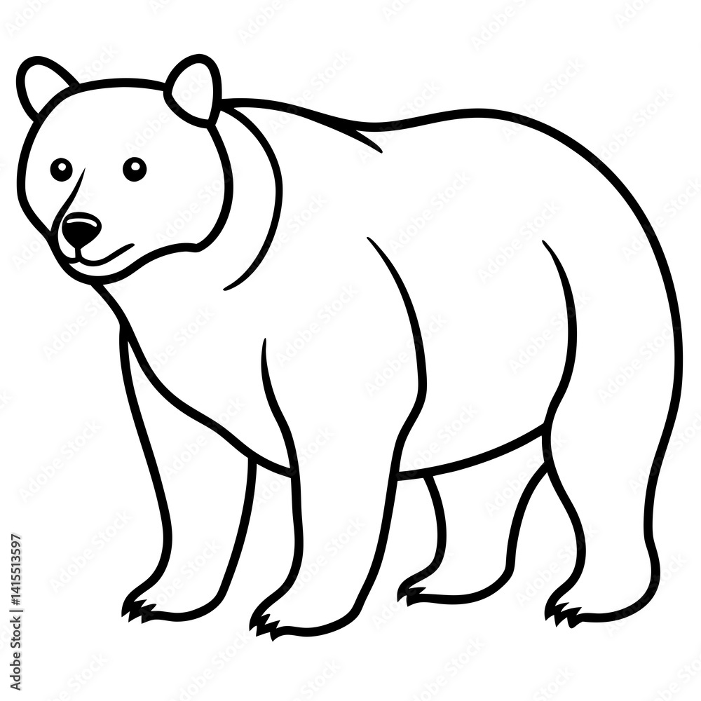 Fototapeta premium Elegant Bear Outline Illustration