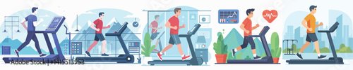 Vector of a man using a treadmill.