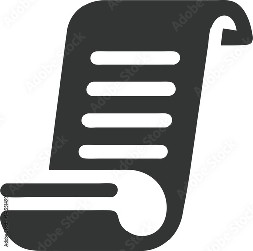 Flat Design Paper Scroll Shape, Curled Edge with Transparent Background