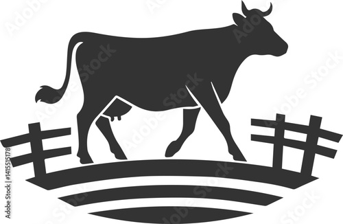 Silhouette of a black cow animal vector