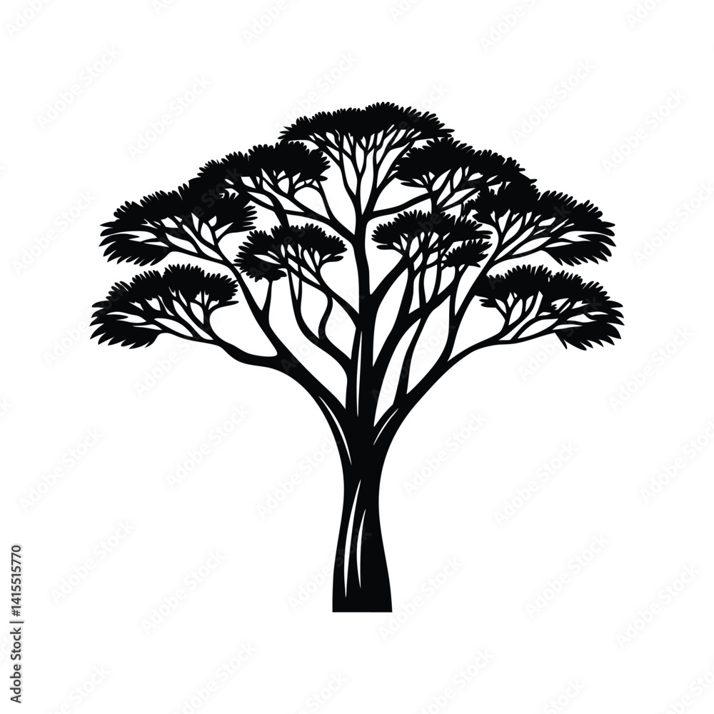 Obraz premium Acacia tree icon silhouette vector with white background