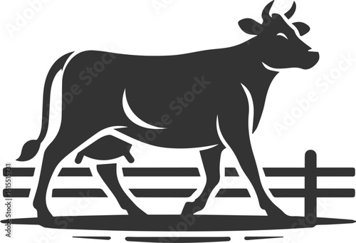 Silhouette of a black cow animal vector