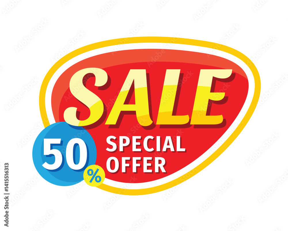 Sale special offer 50% off - vector creative banner illustration. Abstract concept discount promotion layout on white background. Design elements.