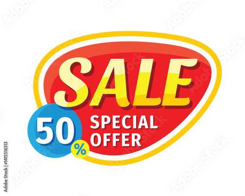 Obraz na płótnie Sale special offer 50% off - vector creative banner illustration. Abstract concept discount promotion layout on white background. Design elements. w salonie