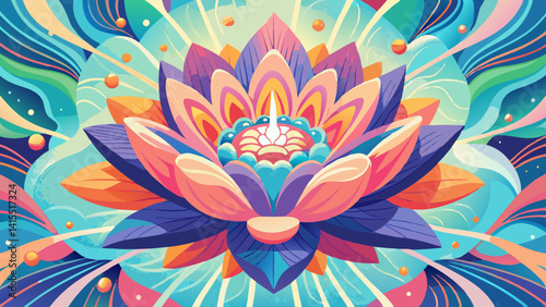 Enlightened Flora Philosophical Knowledge Flower Illustration in Pastel Bright Style