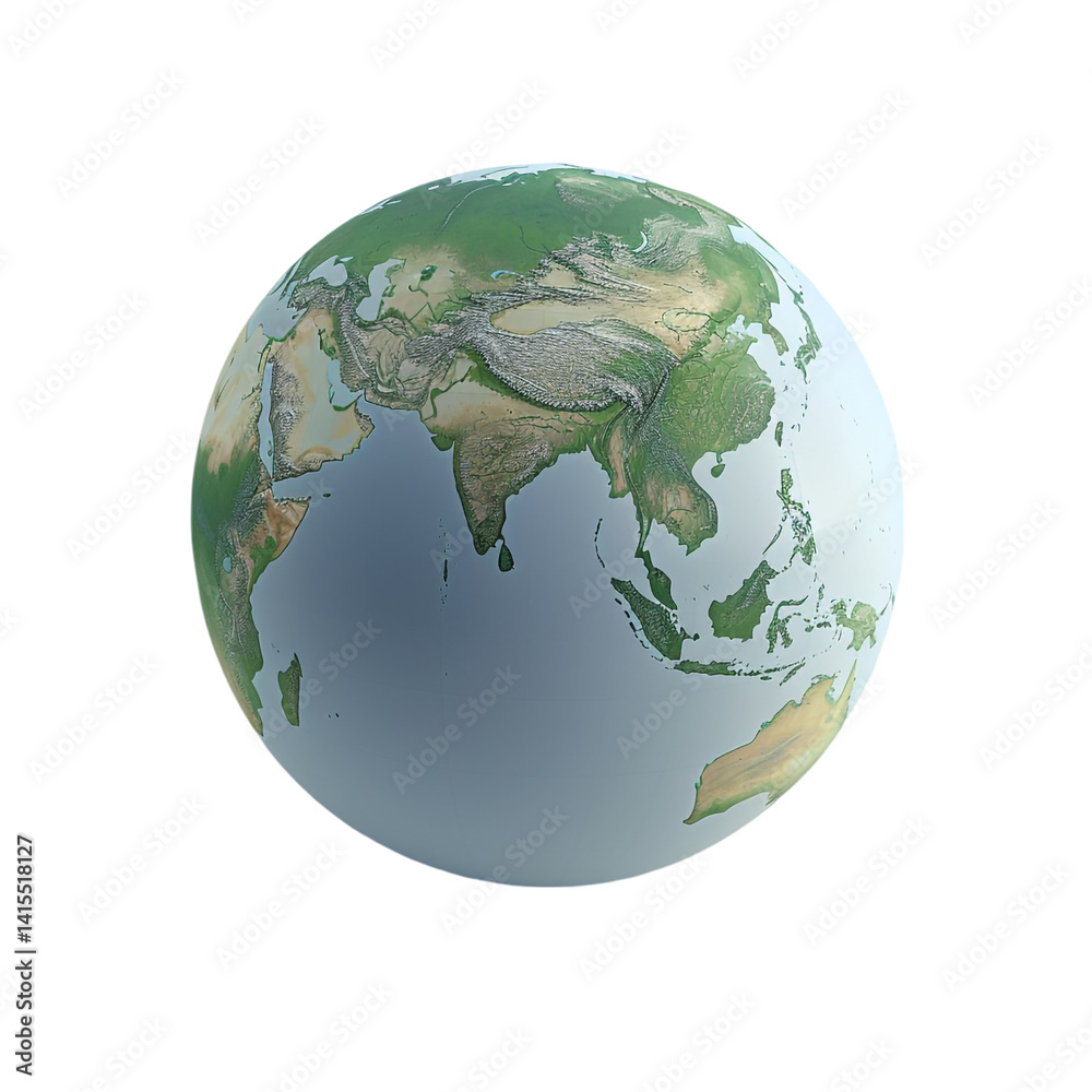 Obraz premium 3D Globe Icon – Realistic Earth Symbol Isolated on Transparent Background