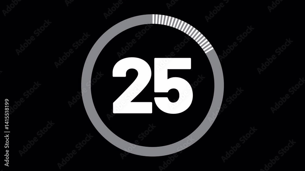 Minimal countdown timer animation from 30 to 0 seconds. Modern flat design with animation on white background. High quality 4K video.
