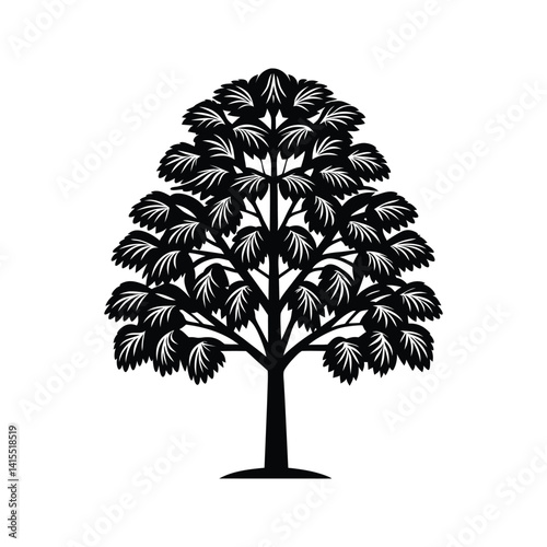 Balsam tree icon silhouette vector with white background