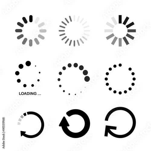 loading bar progress icon. Download progress. Collection Loading status. Vector illustration.