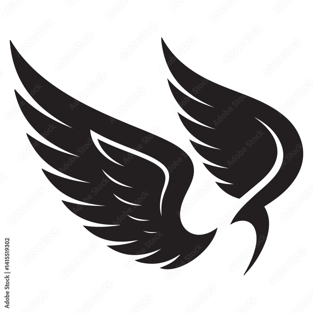 Obraz premium Wings tattoo Vector Black silhouettes. with white background
