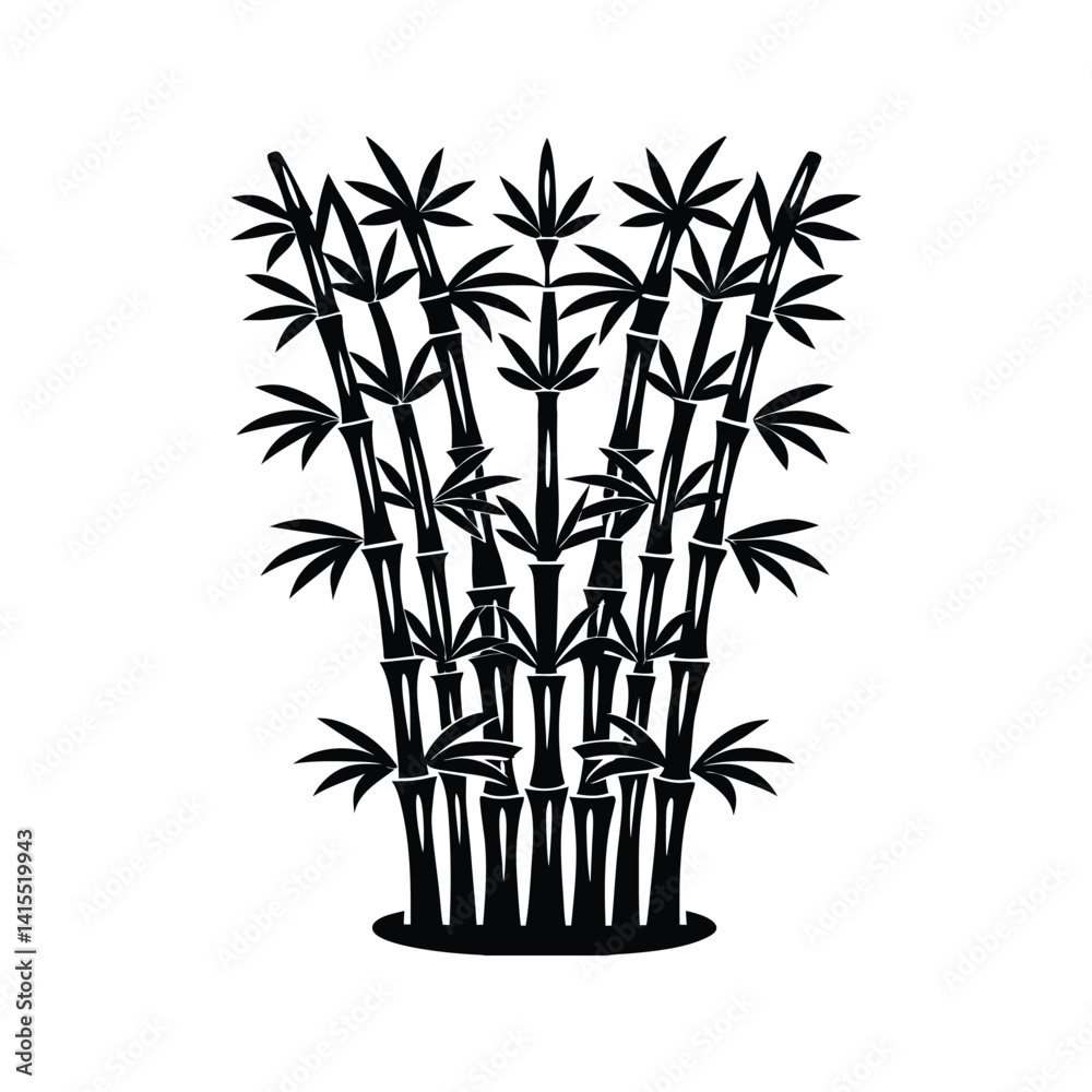 Obraz premium Bamboo forest icon silhouette vector with white background