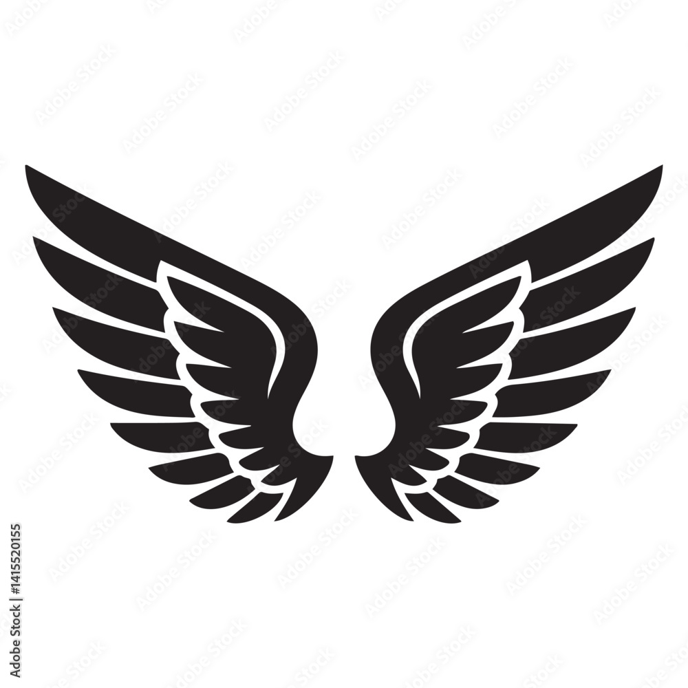 Obraz premium Wings tattoo Vector Black silhouettes. with white background