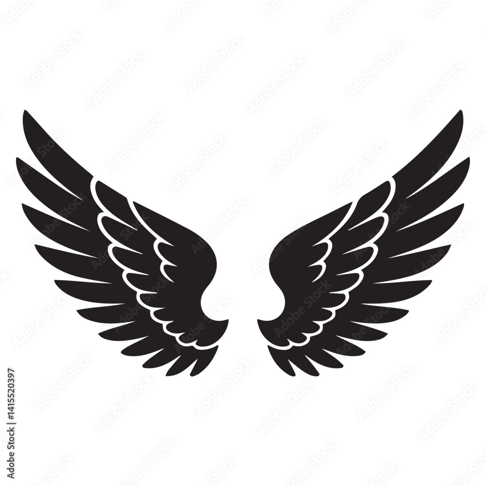 Fototapeta premium Wings tattoo Vector Black silhouettes. with white background