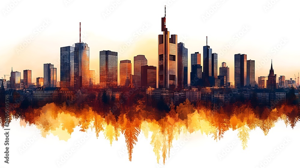 Obraz premium Vibrant eco-friendly floating wooden skyline miniature high resolution picture