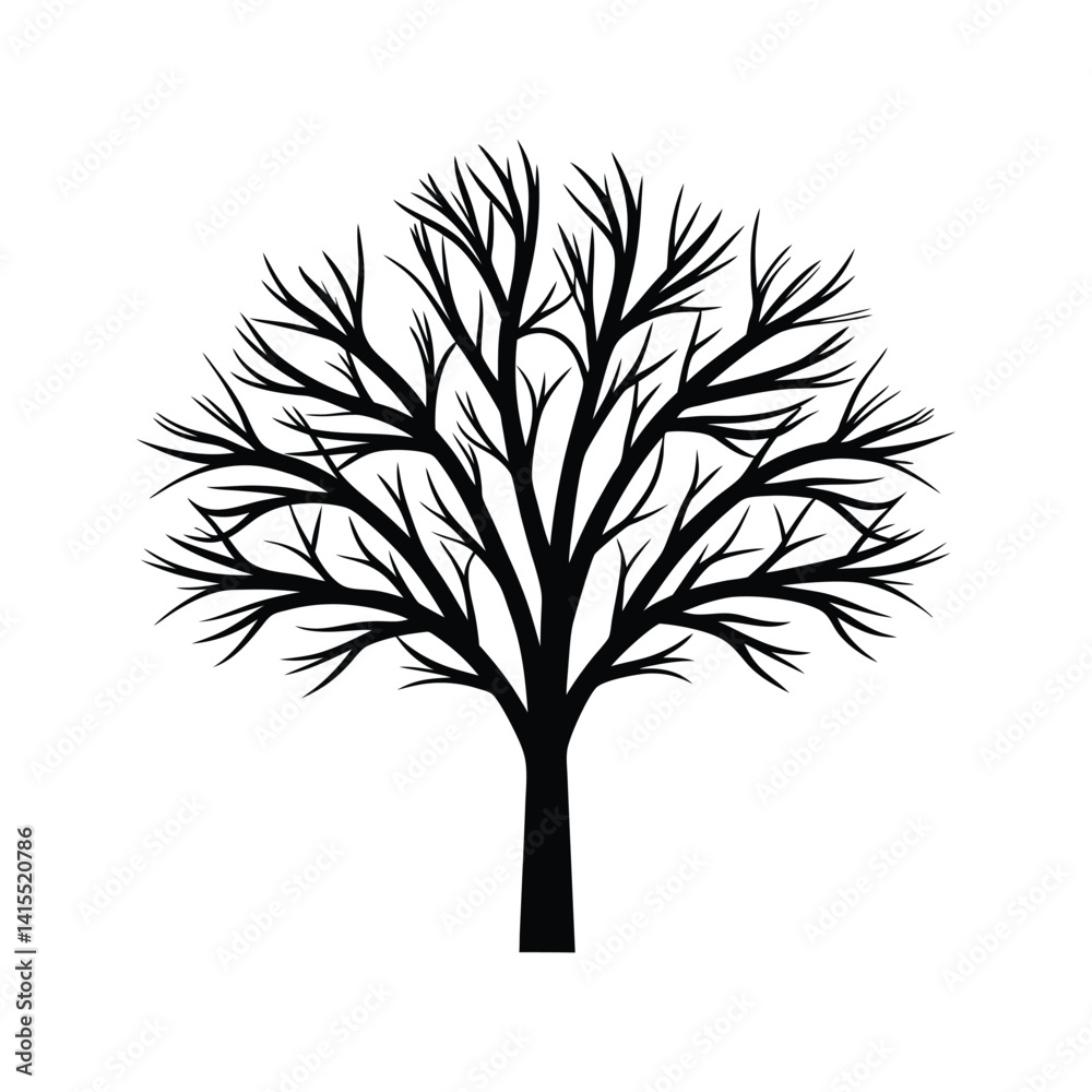 Obraz premium Bare winter tree icon silhouette vector with white background