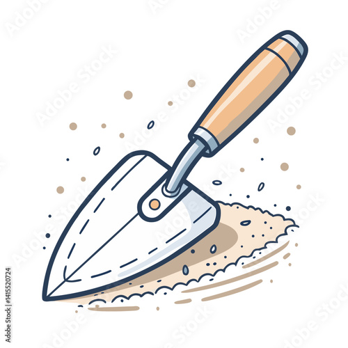 garden trowel digging vector
