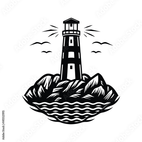 Black and white vector illustration of a tall light icon silhouette vector with white background