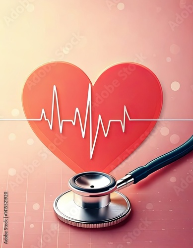 Stethoscope on ECG Graph – Medical Diagnosis and Heart Health Concept


