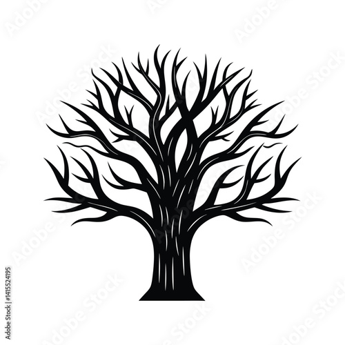 Dead tree icon silhouette vector with white background