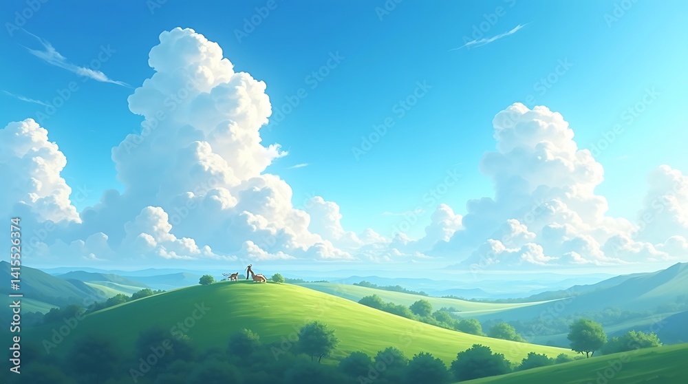 Fototapeta premium Soft focus pastel landscape with clouds