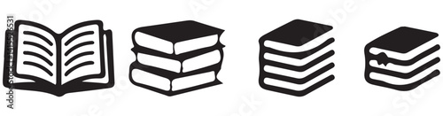 set of black and white book icon. vector eps 10