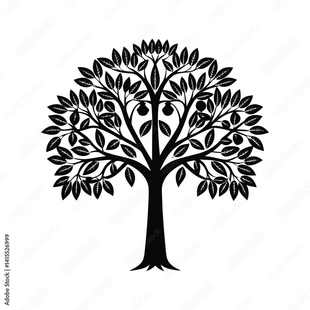 Obraz premium Orange tree icon silhouette vector with white background