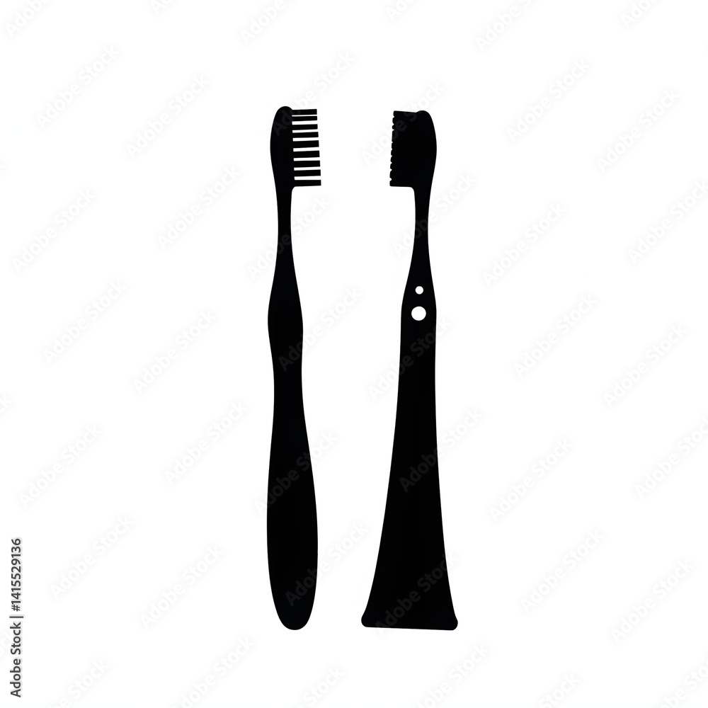 Silhouette of Manual and Electric Toothbrushes Silhouette of Manual and Electric Toothbrushes