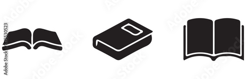 set of black and white book icon. vector eps 10
