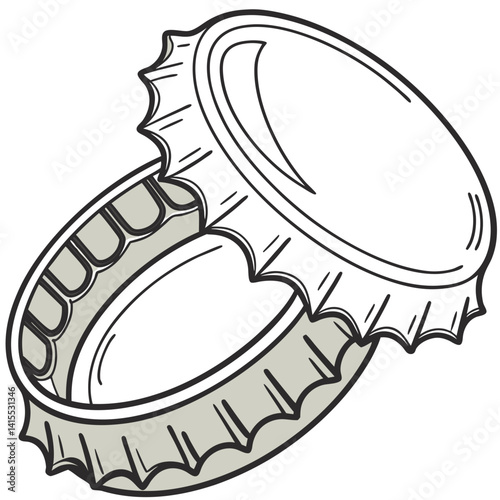 Hand Drawn Bottle Cap Vector for Label and Logo Concepts

