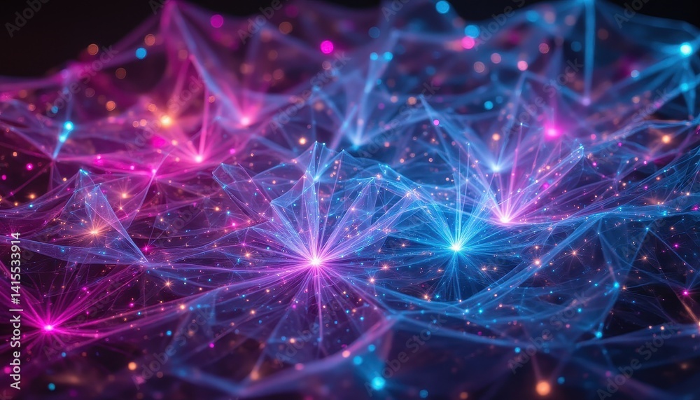 Abstract network of glowing points