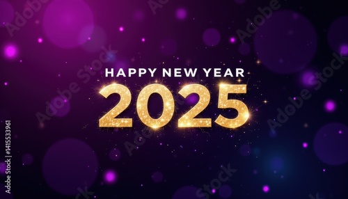Obraz na płótnie Happy New Year 2025 graphic w salonie