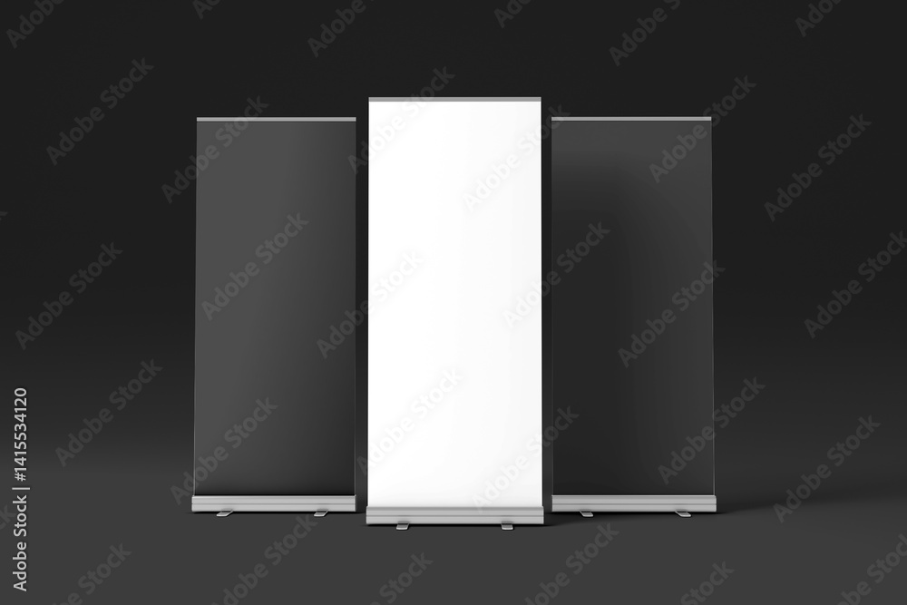 3D illustration. Roll-up banner mockup isolated 3D illustration. Roll-up banner mockup isolated