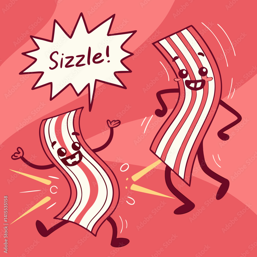 Bacon Strips Dancing with Comic Sound FX