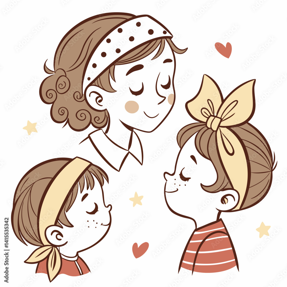 Children’s Portraits in Soft Hand-drawn Vector Children’s Portraits in Soft Hand-drawn Vector