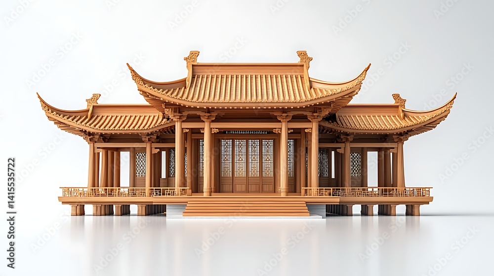 Fototapeta premium Royal dynasty style chinese temple front view high resolution images