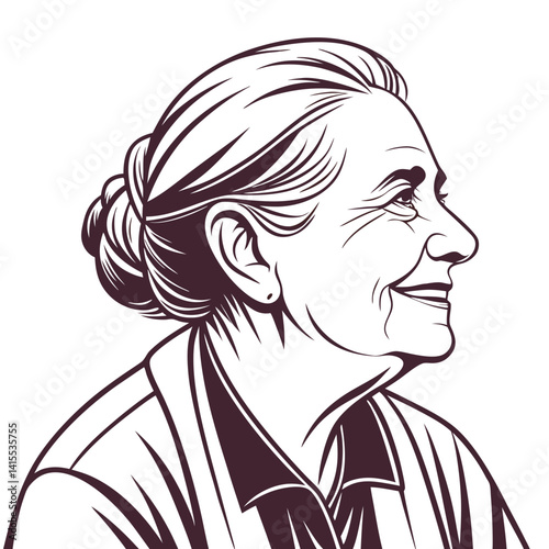  Elderly Woman with Wisdom Lines and Kind Smile