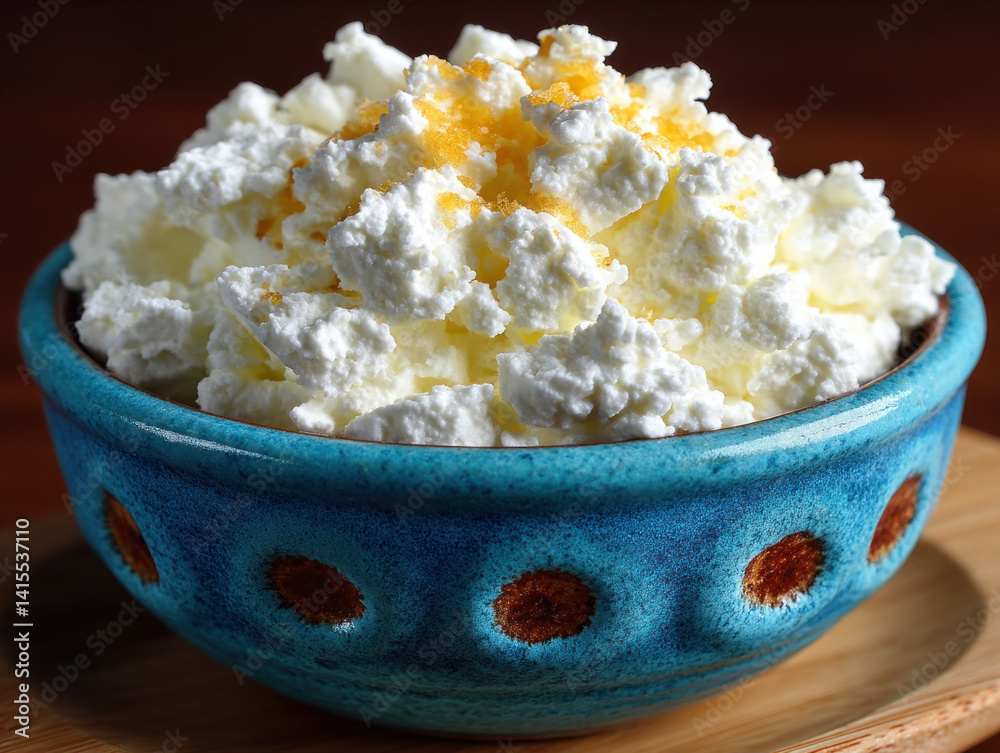A fresh bowl of creamy ricotta cheese perfect for cooking