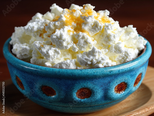 Obraz na płótnie A fresh bowl of creamy ricotta cheese perfect for cooking w salonie
