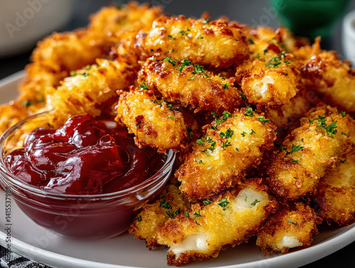 A plate of delicious chicken dippers ready for dipping