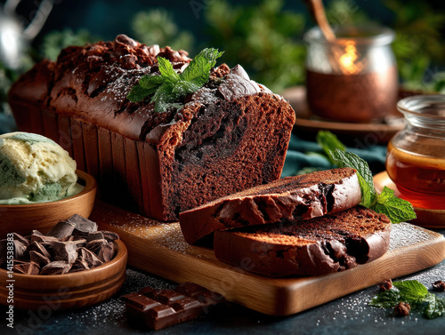 Obraz na płótnie A rich chocolate bread loaf with cocoa swirls w salonie